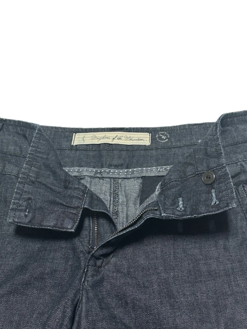 Anthropologie Daughters of the Liberation 100% Cotton Denim Trouser Midi Shorts - Picture 2 of 11